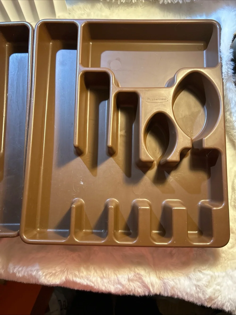 Lot 2 VTG RUBBERMAID #2922 &2921 SILVERWARE DRAWER ORGANIZER UTENSIL TRAY Brown